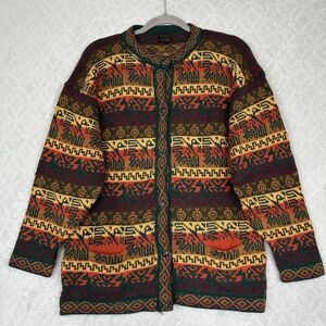 Alpatex Peruvian 100% Baby Alpaca Cardigan Sweater Womens M/L? Multicolor Tribal